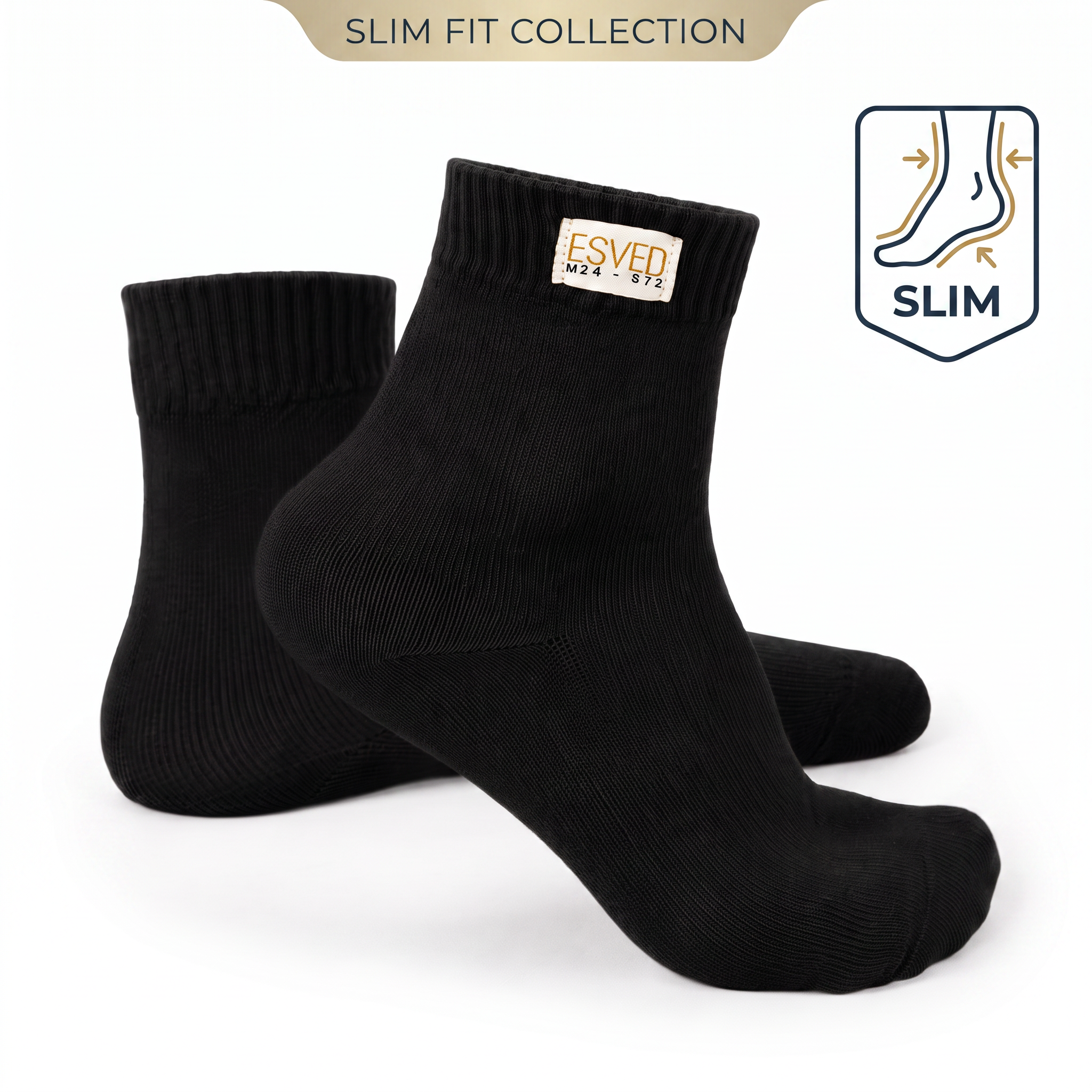 ESVED Mest Socken Slim - Wasserdicht & atmungsaktiv (Schwarz)